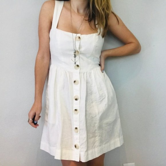 Free People white tortoise button mini dress - Picture 4 of 7